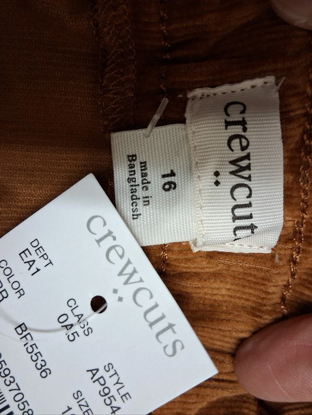 Crewcuts Girls Corduroy Skirt Size 16 Button Front Golden Brown Pockets Fall NWT
